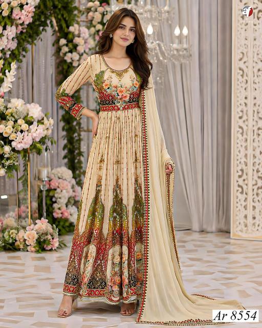 Anju fabrics AR 8554 anarkali gown kanpur wholesale market kurti